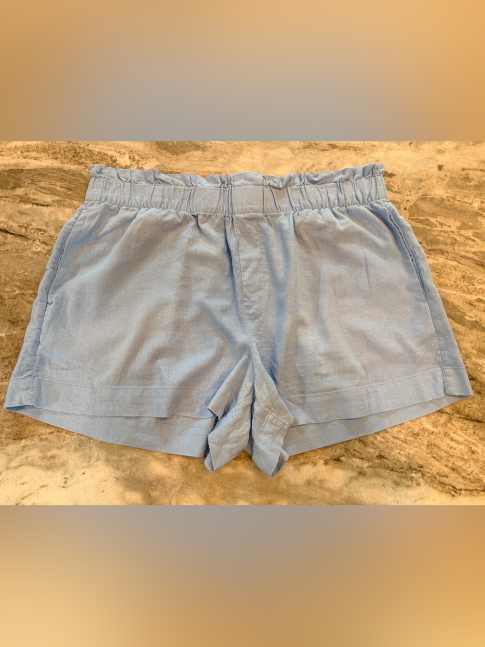 A New Day Light Blue Linen Blend Paperbag Waist Shorts Size XL